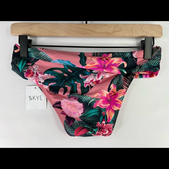 SKYE WOMENS BELLA SZ S FLORAL PALM LEAF PRINT BANDED WAIST BIKINI SWIM BOTTOMS - Picture 2 of 6